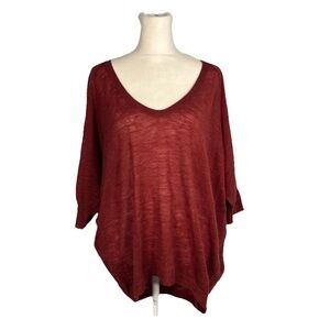 Eileen Fisher Merino Wool Short Sleeved Sweater Rust Color Size Small